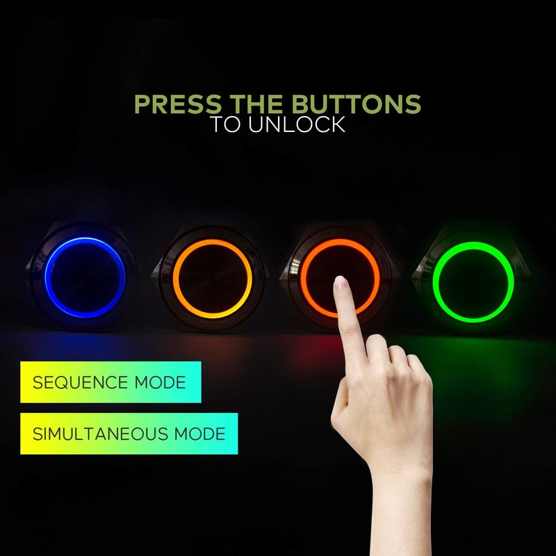 Bearhoho Escape the Room 4 Colors Metal Button Props Press Buttons In Order or In the Same Time To Unlock Control 12V Magnet Lock For Exit Room Game - Image 2